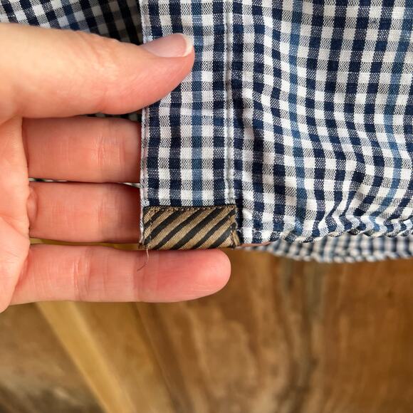 Billy Reid Men's Navy And White Check Print Button Down Shirt Size M - Picture 6 of 8